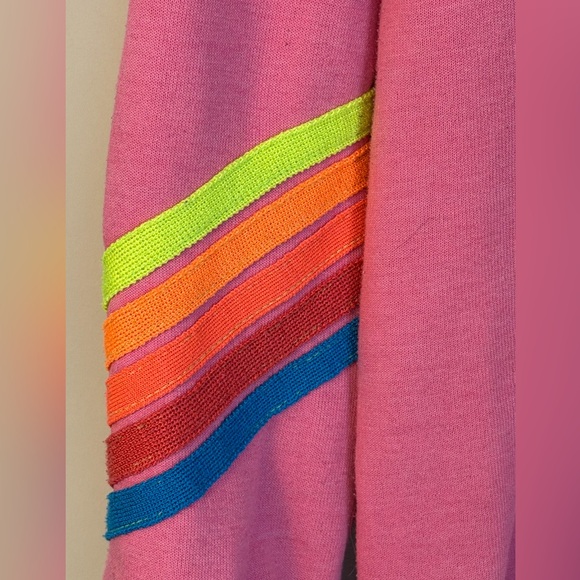 Aviator Nation Bolt Crewneck Sweatshirt, Neon Pink, Size Medium - Picture 5 of 7